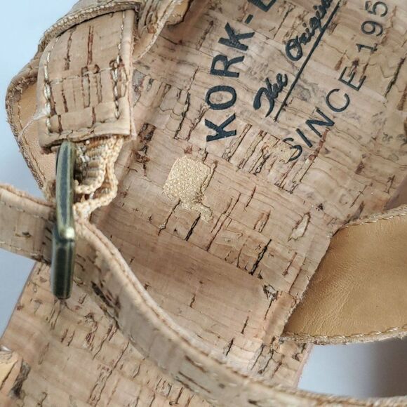 Kork Ease Ava Cork Leather Platform Wedge Sandal 9 Criss Cross Tan Brown - Picture 8 of 9